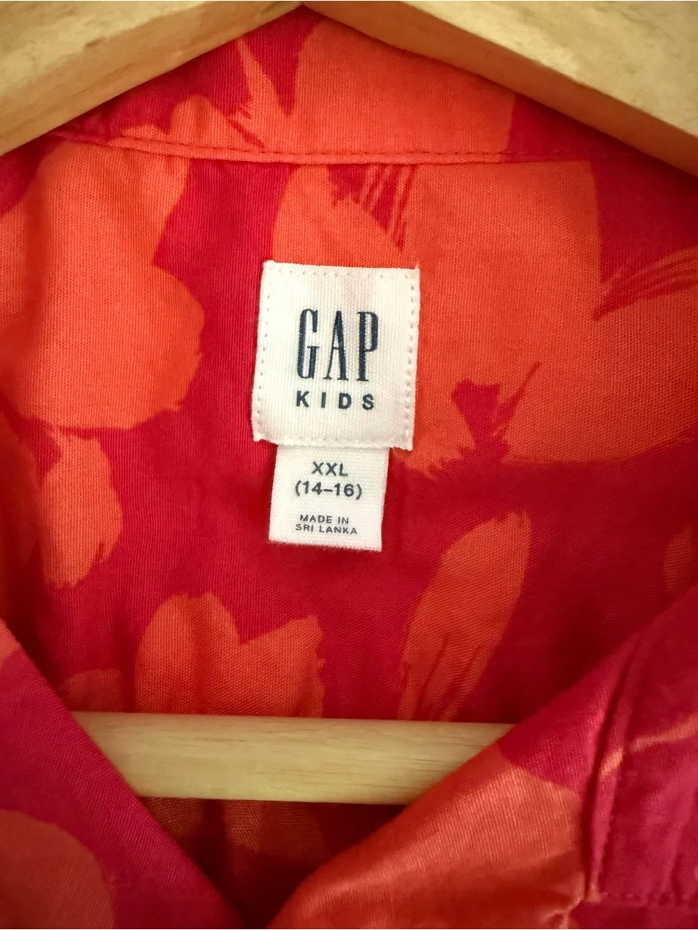 GAP Kids Short-Sleeve Pink-Coral Floral Button-Down Shirt